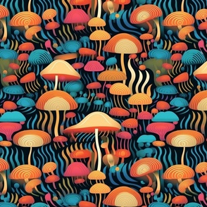 art deco geometric wonderland mushrooms 