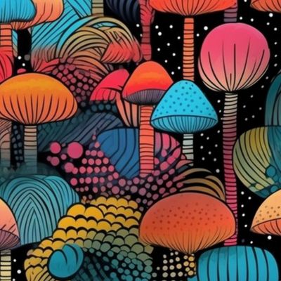 art deco mushroom forest