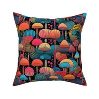 art deco mushroom forest