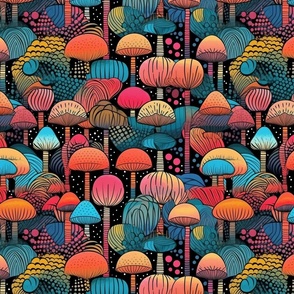 art deco mushroom forest
