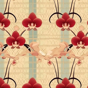 red geometric orchids