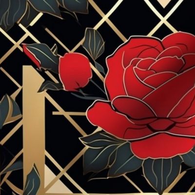 geometric roses in art deco