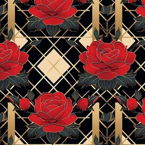geometric roses in art deco