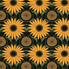 art nouveau geometric sunflowers