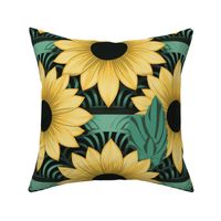 bold art deco sunflowers