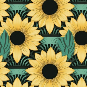 bold art deco sunflowers