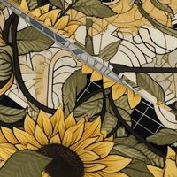 art nouveau sunflower blossoms