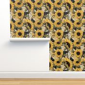 art nouveau sunflower blossoms