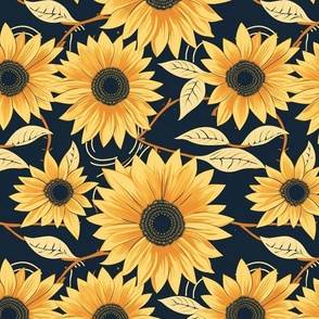 art deco geometric sunflowers 