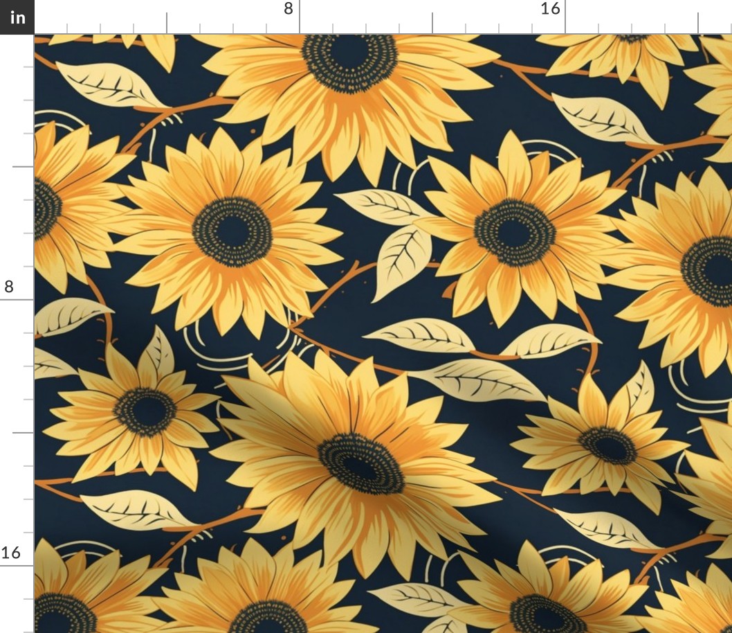 art deco geometric sunflowers 