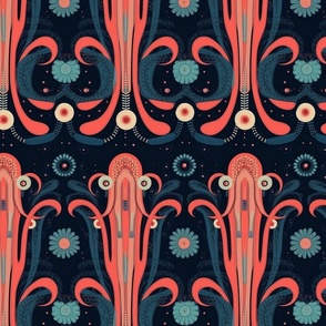art deco geometric octopus