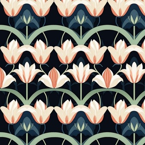 art nouveau pink tulips