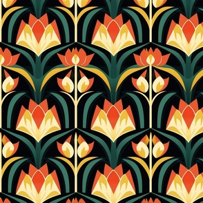orange tulips in art nouveau style