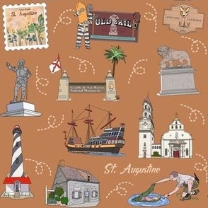St. Augustine landmarks pattern in cinnamon