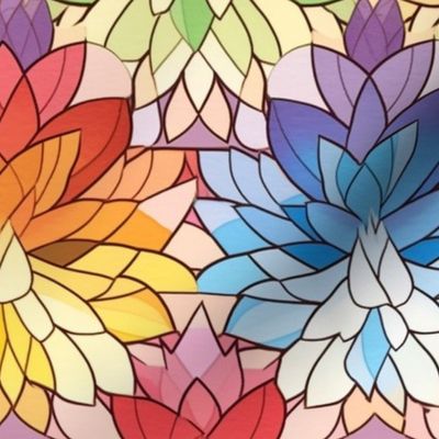geometric watercolor rainbow zinnias