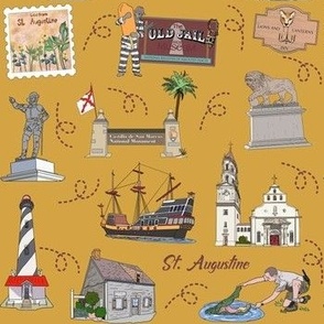 St. Augustine landmarks pattern in mustard