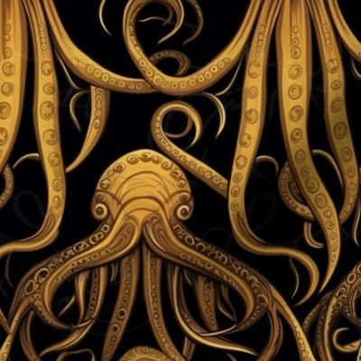 gold art nouveau octopus