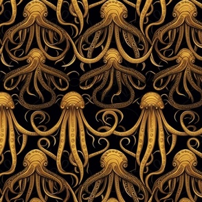 gold art nouveau octopus