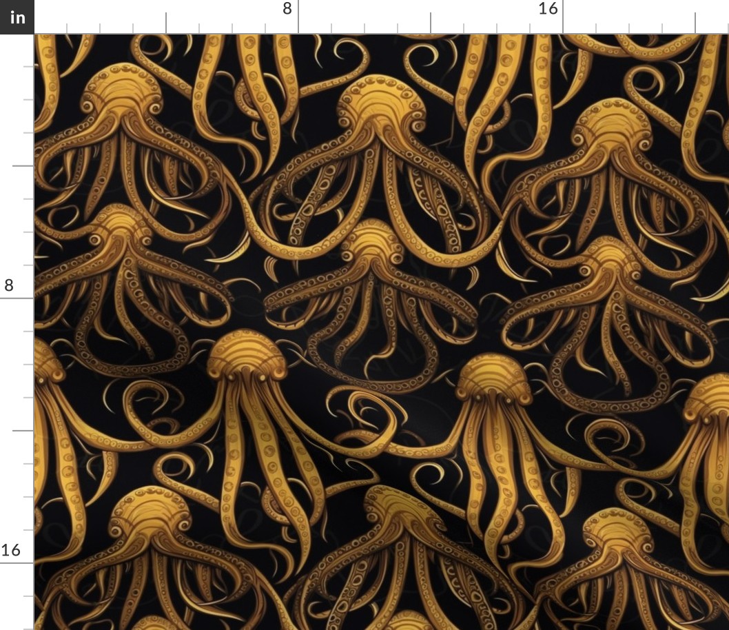 gold art nouveau octopus