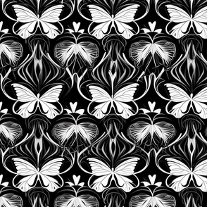 victorian monochrome butterflies