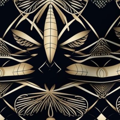 art deco butterfly in gold and black