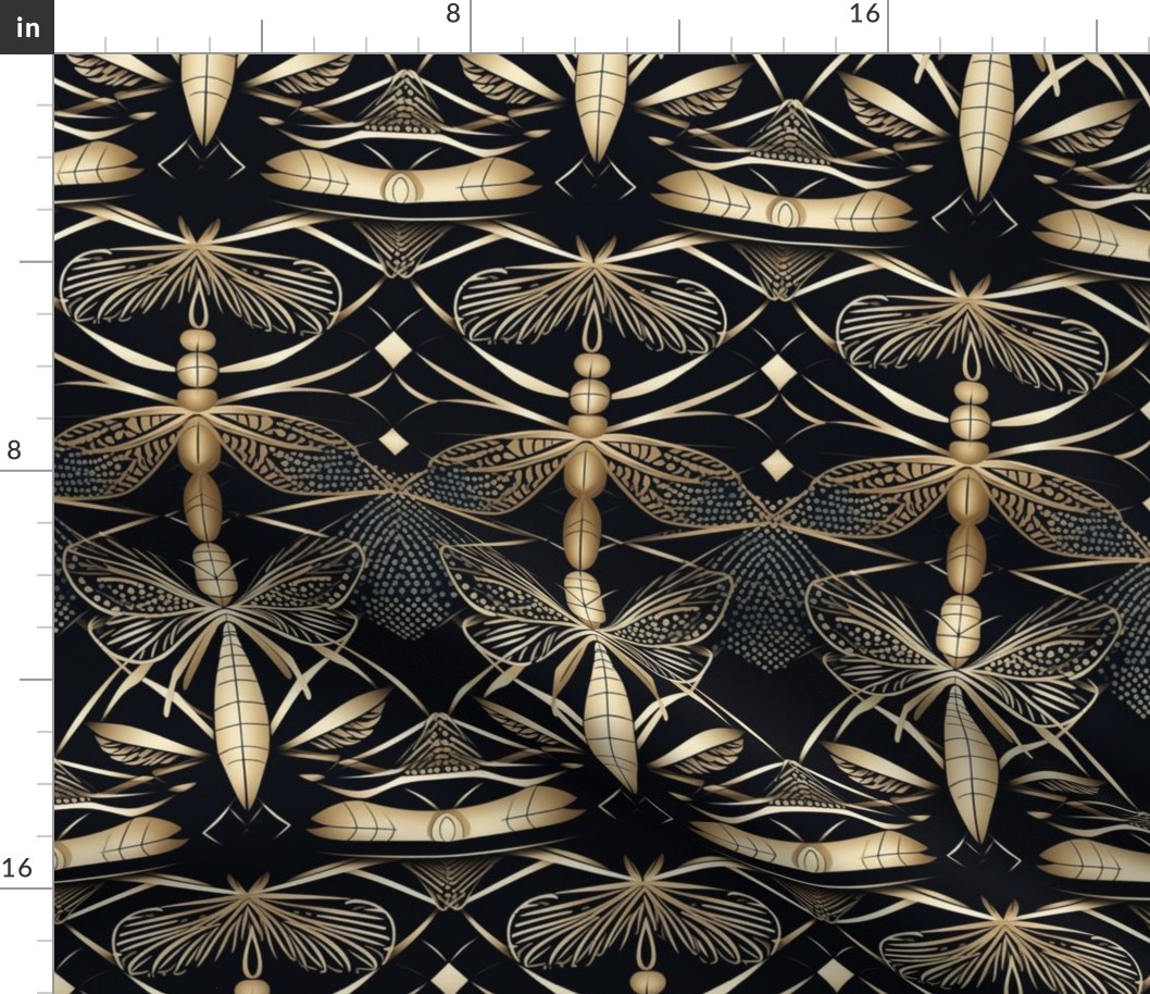 art deco butterfly in gold and black
