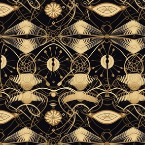 art deco steampunk in gold and black