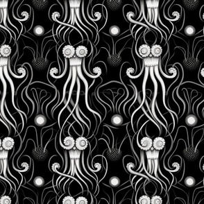 art deco monochrome tentacles 