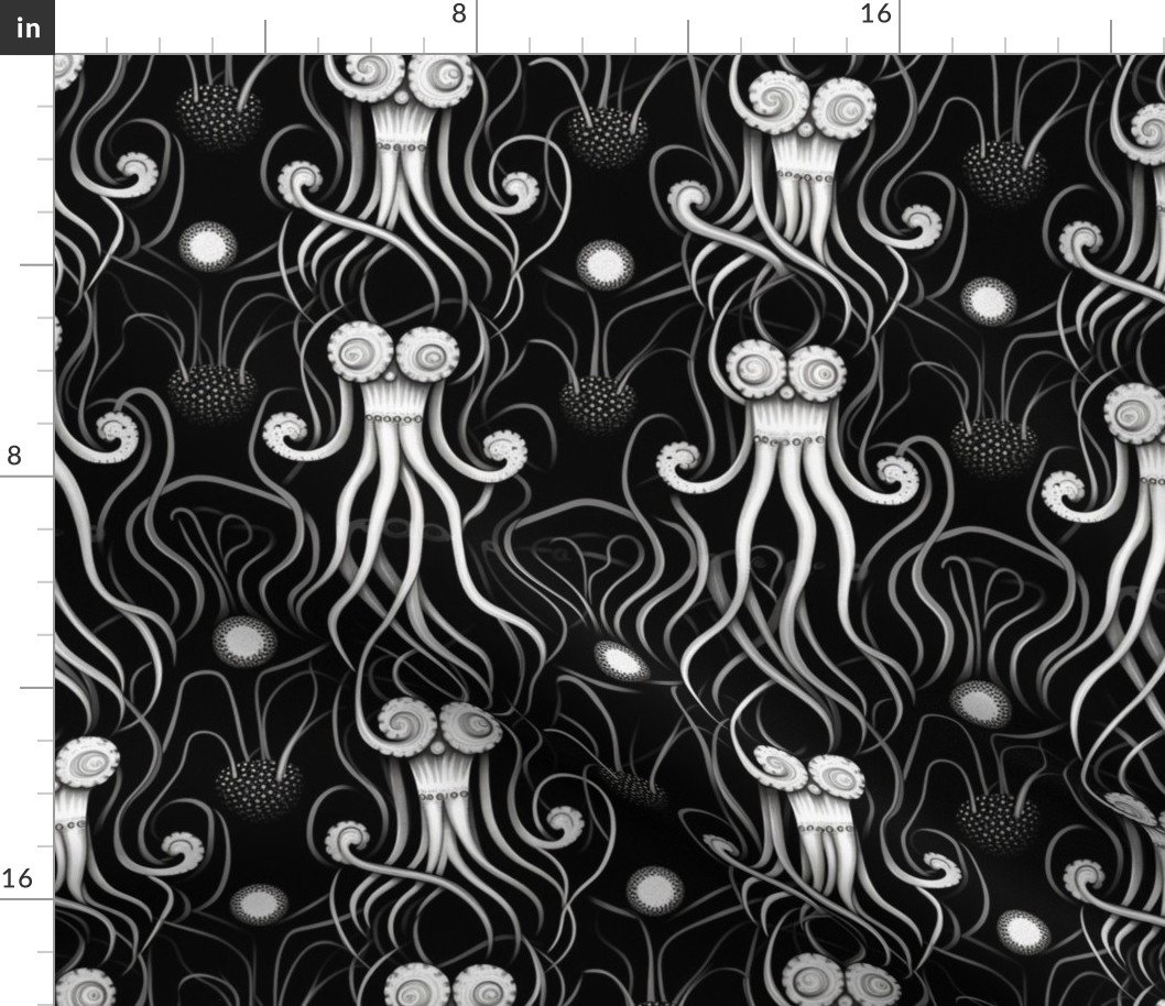 art deco monochrome tentacles 