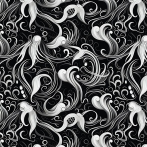 art deco monochrome tentacles 