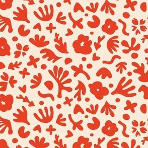 Wiggle Room Boho Bouquet Large Scale Red on Cream