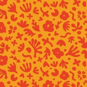 Wiggle Room Boho Bouquet Large Scale Red on Orange