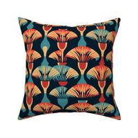 art deco mushrooms in red and blue