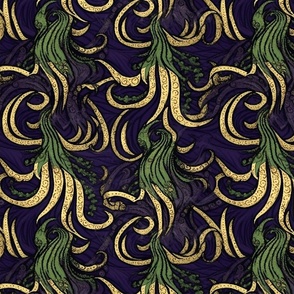 art nouveau purple green gold tentacles 