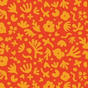 Wiggle Room Boho Bouquet Large Scale Orange on Red