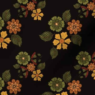 Ditsy Autumn Fall colors floral pattern