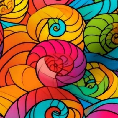 art deco rainbow spirals