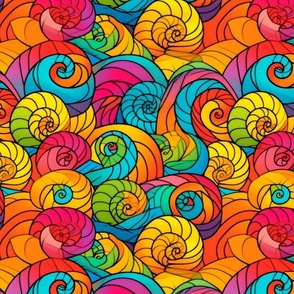 art deco rainbow spirals
