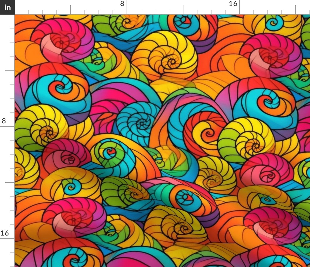 art deco rainbow spirals