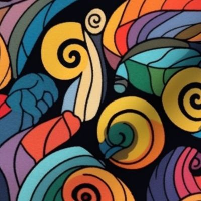 art deco rainbow octopus spirals