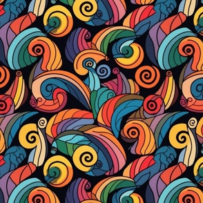 art deco rainbow octopus spirals