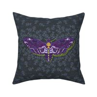 Death's Head Moth Calico (Jumbo) - Purple, Lime Green, Navy and Gold Foil  (TBS213)