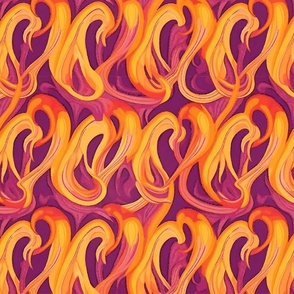 art deco yellow orange and hot pink tentacles 