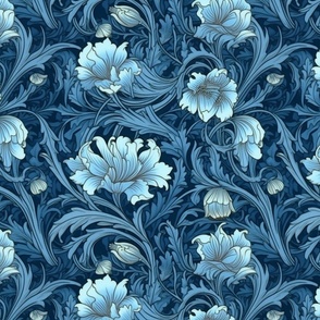 art nouveau blue floral