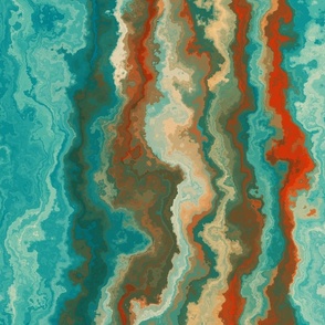 turquoise and rust abstract