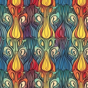 art nouveau rainbow tentacles
