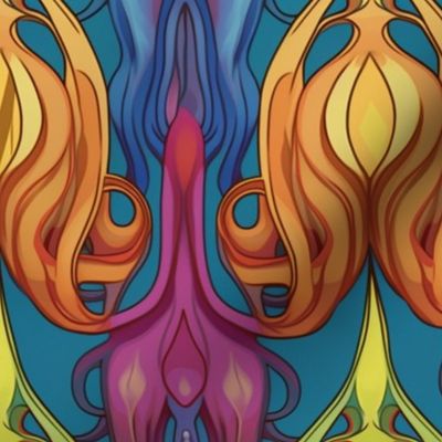 rainbow art nouveau squids 