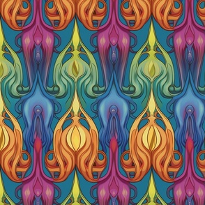 rainbow art nouveau squids 