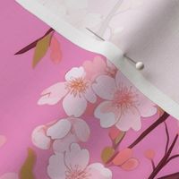 cherry blossoms in deep pink watercolor