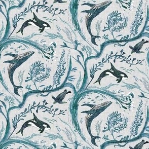 Whale Forest (grey/teal) SML 